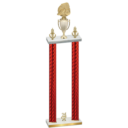 Double Red Carbon Fiber Year Soccer Trophy