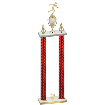 Double Red Carbon Fiber Fourth Place Running Trophy