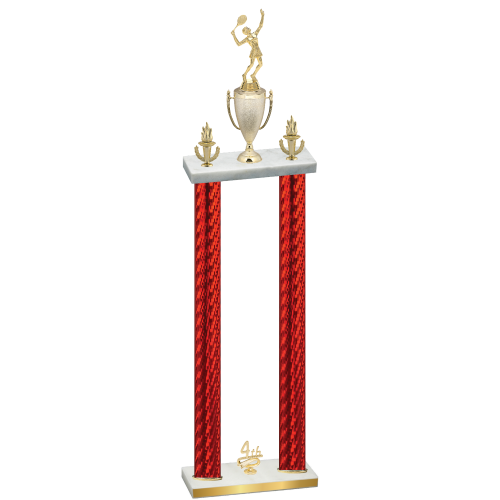 Double Red Carbon Fiber Fourth Place Tennis Trophy