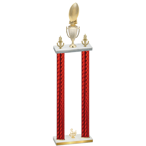 Double Red Carbon Fiber Third Place Football Trophy