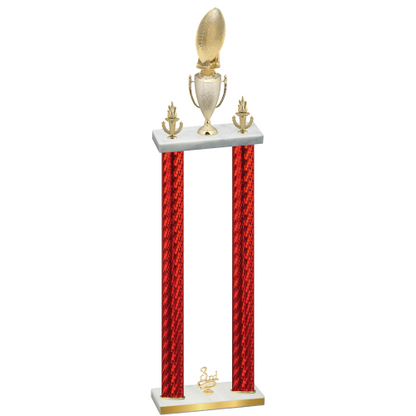 Double Red Carbon Fiber Third Place Football Trophy