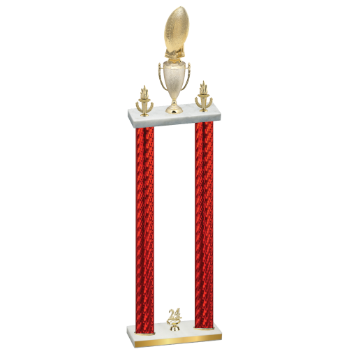 Double Red Carbon Fiber Year Football Trophy