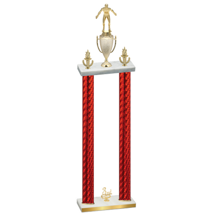 Double Red Carbon Fiber Third Place Wrestling Trophy