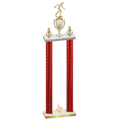 Double Red Carbon Fiber Fourth Place Bowling Trophy