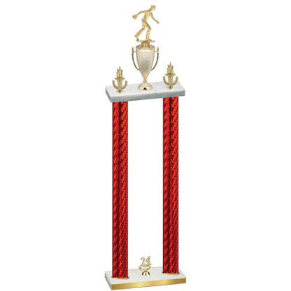 Double Red Carbon Fiber Year Bowling Trophy