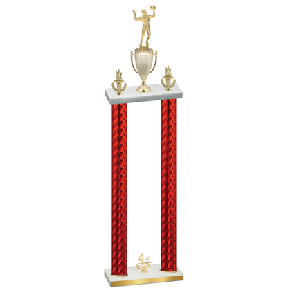 Double Red Carbon Fiber Fourth Place Volleyball Trophy