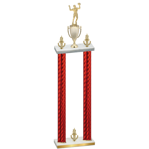 Double Red Carbon Fiber Victory Volleyball Trophy