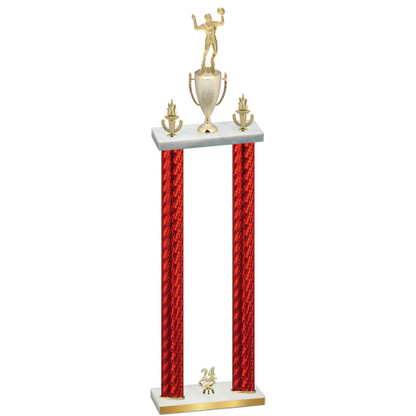 Double Red Carbon Fiber Year Volleyball Trophy