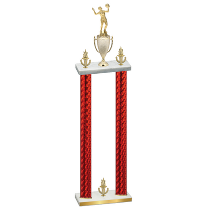 Double Red Carbon Fiber Victory Volleyball Trophy