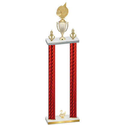 Double Red Carbon Fiber Second Place Volleyball Trophy