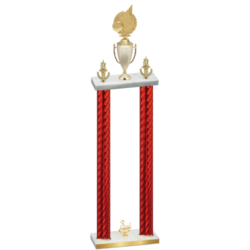 Double Red Carbon Fiber Third Place Volleyball Trophy