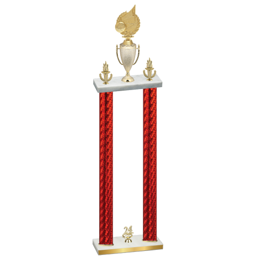 Double Red Carbon Fiber Year Volleyball Trophy
