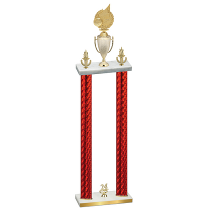 Double Red Carbon Fiber Year Volleyball Trophy