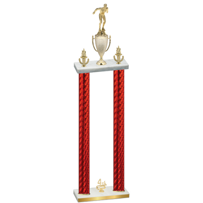 Double Red Carbon Fiber Fourth Place Swimming Trophy