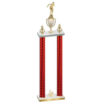 Double Red Carbon Fiber Fourth Place Tennis Trophy