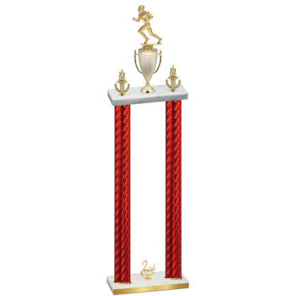 Double Red Carbon Fiber Second Place Football Trophy