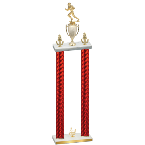 Double Red Carbon Fiber Third Place Football Trophy