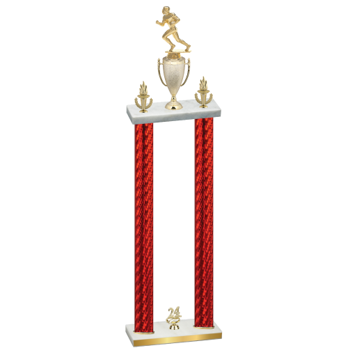 Double Red Carbon Fiber Year Football Trophy