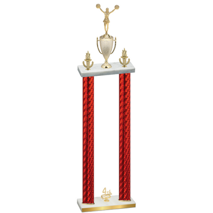 Double Red Carbon Fiber Fourth Place Cheerleading Trophy