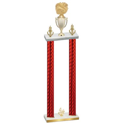 Double Red Carbon Fiber Fourth Place Cheerleading Trophy
