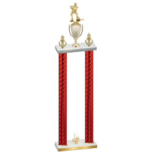 Double Red Carbon Fiber First Place Hockey Trophy