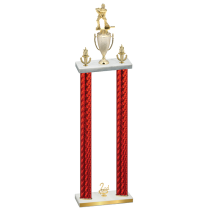 Double Red Carbon Fiber Second Place Hockey Trophy
