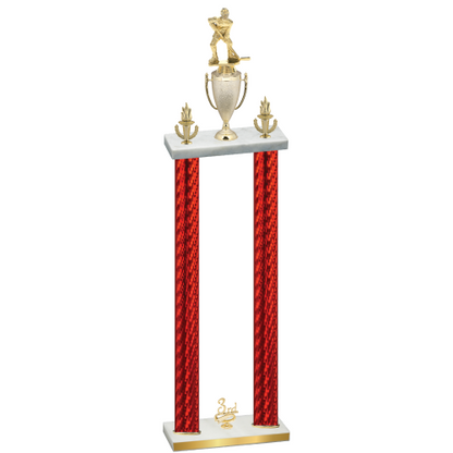 Double Red Carbon Fiber Third Place Hockey Trophy
