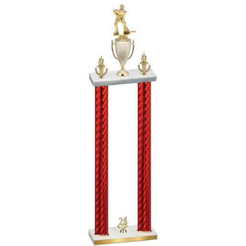 Double Red Carbon Fiber Year Hockey Trophy