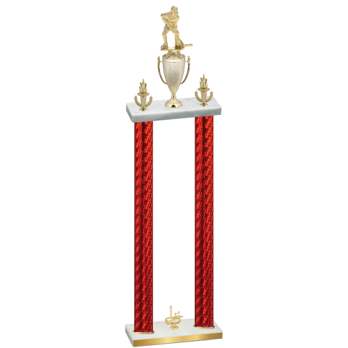 Double Red Carbon Fiber First Place Hockey Trophy