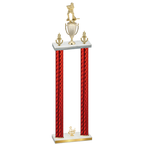 Double Red Carbon Fiber Third Place Hockey Trophy