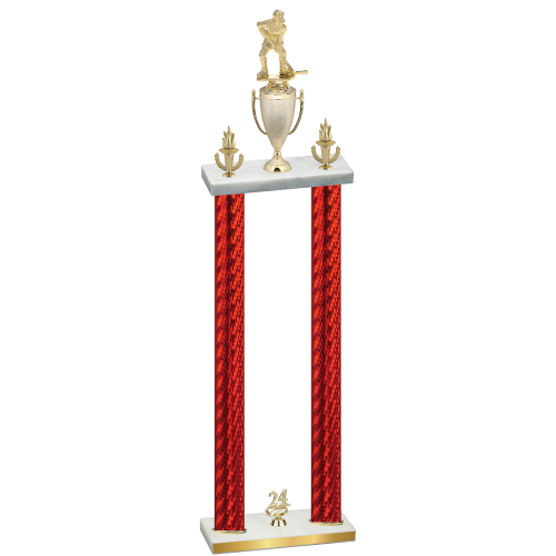 Double Red Carbon Fiber Year Hockey Trophy