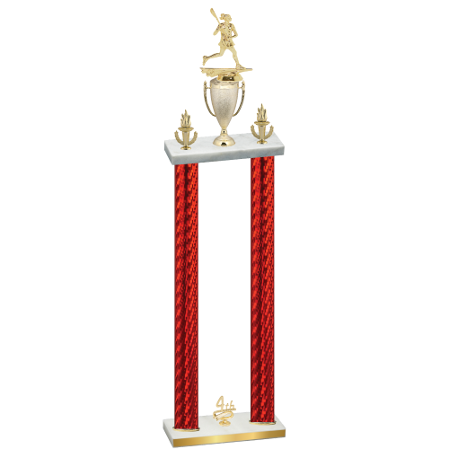 Double Red Carbon Fiber Fourth Place Lacrosse Trophy