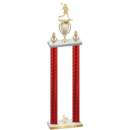 Double Red Carbon Fiber Fourth Place Lacrosse Trophy