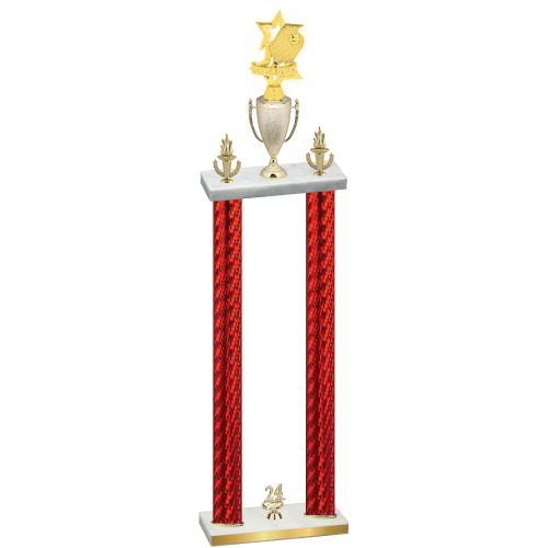 Double Red Carbon Fiber Year Pickleball Trophy