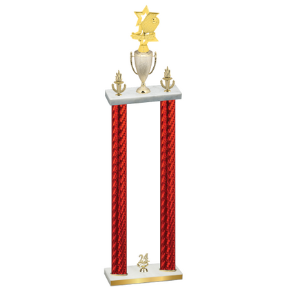 Double Red Carbon Fiber Year Pickleball Trophy