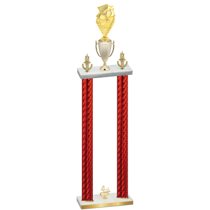 Double Red Carbon Fiber Fourth Place Pickleball Trophy