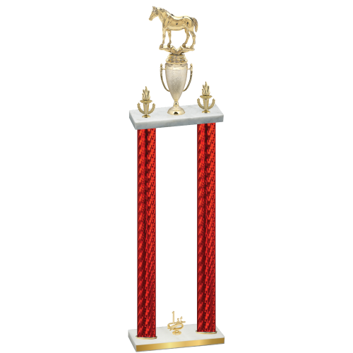 Double Red Carbon Fiber First Place Horses Trophy