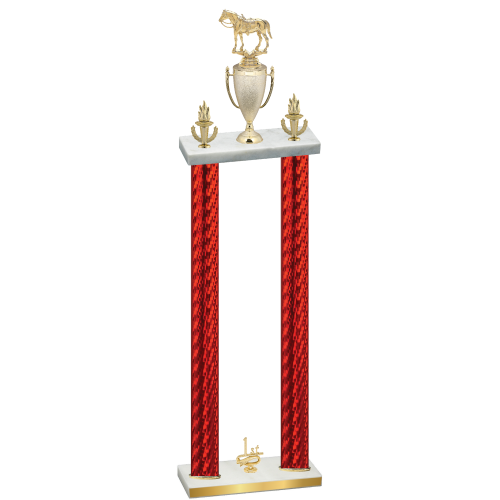 Double Red Carbon Fiber First Place Horses Trophy