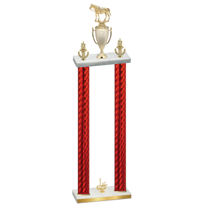 Double Red Carbon Fiber First Place Horses Trophy