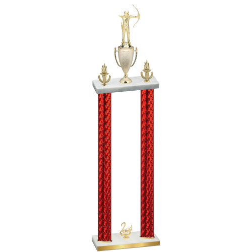 Double Red Carbon Fiber Second Place Archery Trophy