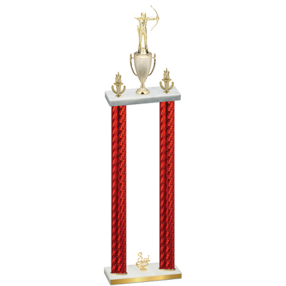 Double Red Carbon Fiber Third Place Archery Trophy