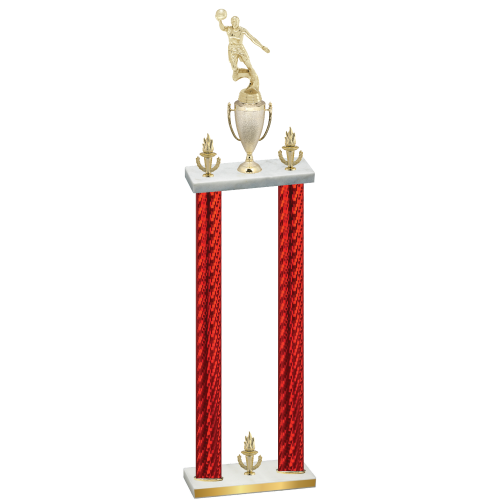 Double Red Carbon Fiber Victory Basketball Trophy