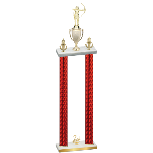 Double Red Carbon Fiber Second Place Archery Trophy
