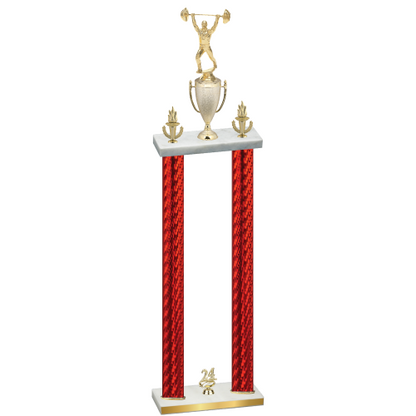 Double Red Carbon Fiber Year Weights Trophy
