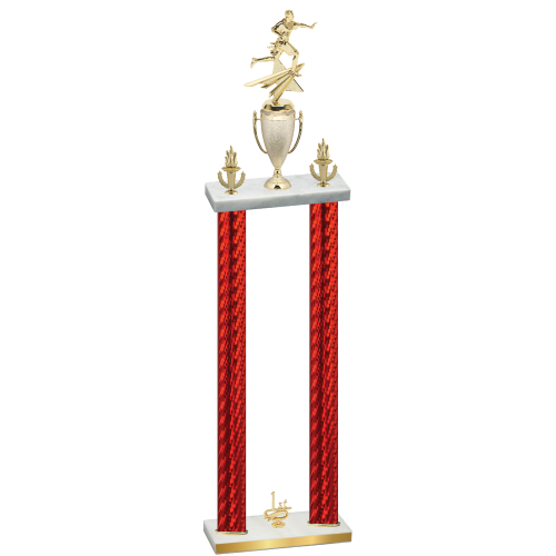 Double Red Carbon Fiber First Place Flag Football Trophy