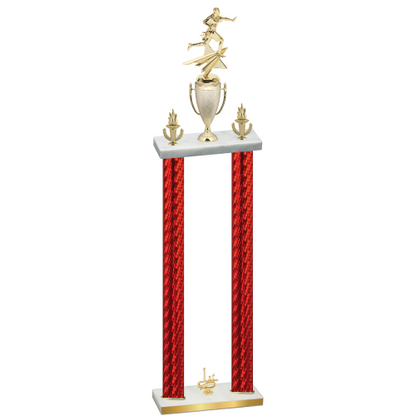 Double Red Carbon Fiber First Place Flag Football Trophy