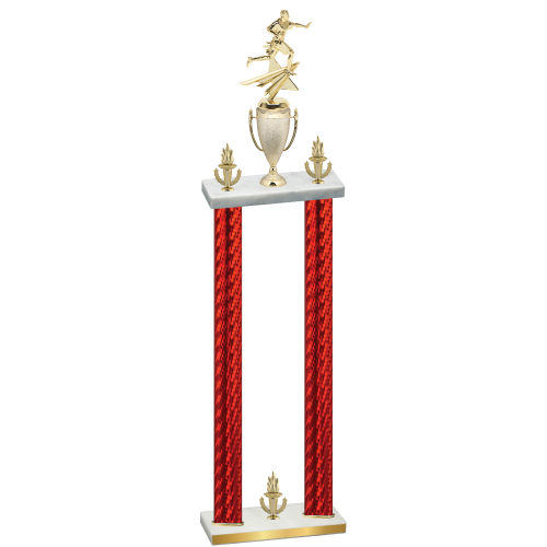 Double Red Carbon Fiber Victory Flag Football Trophy