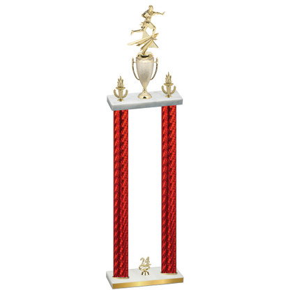 Double Red Carbon Fiber Year Flag Football Trophy