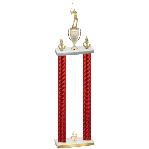 Double Red Carbon Fiber Fourth Place Golf Trophy