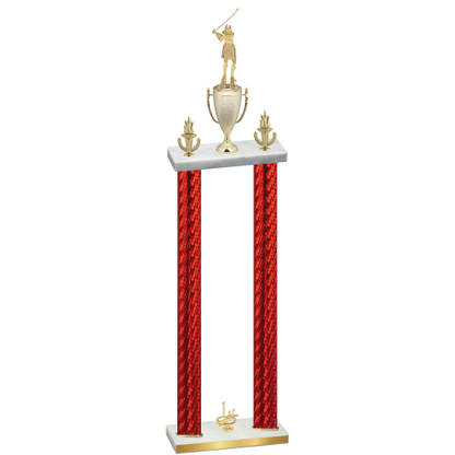 Double Red Carbon Fiber First Place Golf Trophy